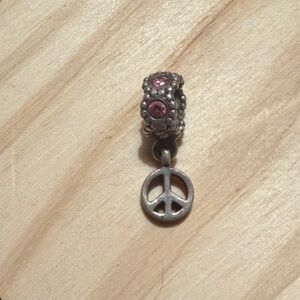 Pandora Silver Bracelet Charm with Pink Gemstones